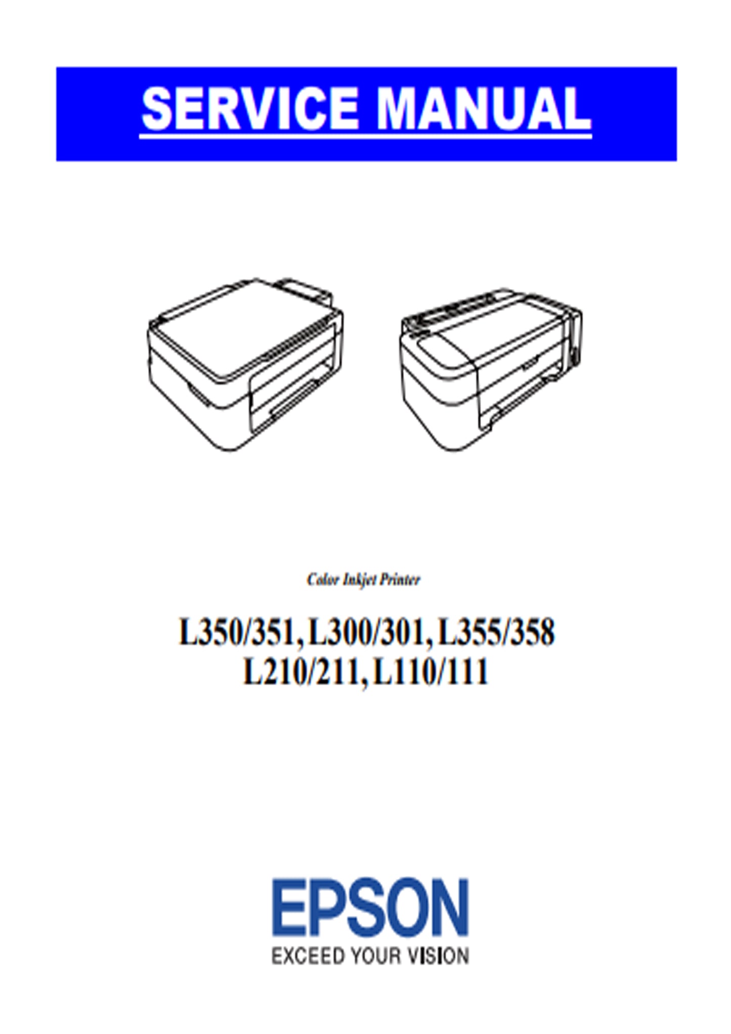 Manual de Servicio Epson L350 L351 L300 L301 L355 L358 L210 L211 L110 L111