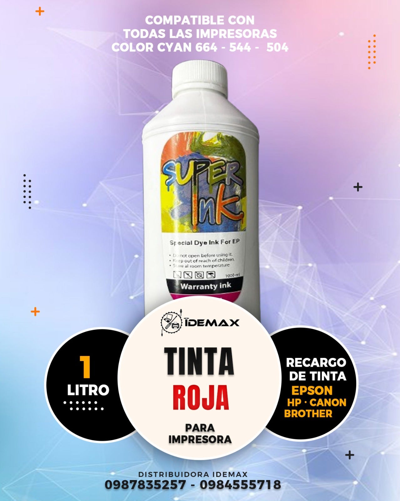 Tinta Litro Superink MAGENTA ROJA Compatible EPSON HP CANON BROTHER